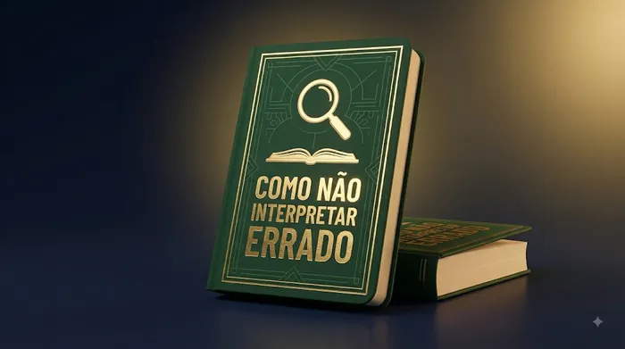 Livro de capa verde escura com uma lupa dourada, título Como não interpretar errado